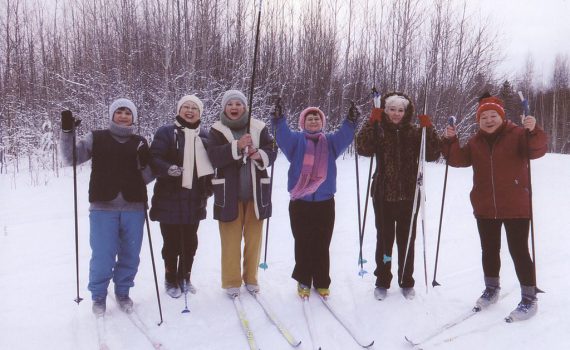 спорт, лыжи, зима, старшее поколение